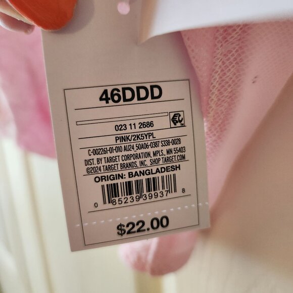 Auden Pink Lace Underwire Bra Size 46DDD Adjustable Straps NWT - Picture 5 of 10